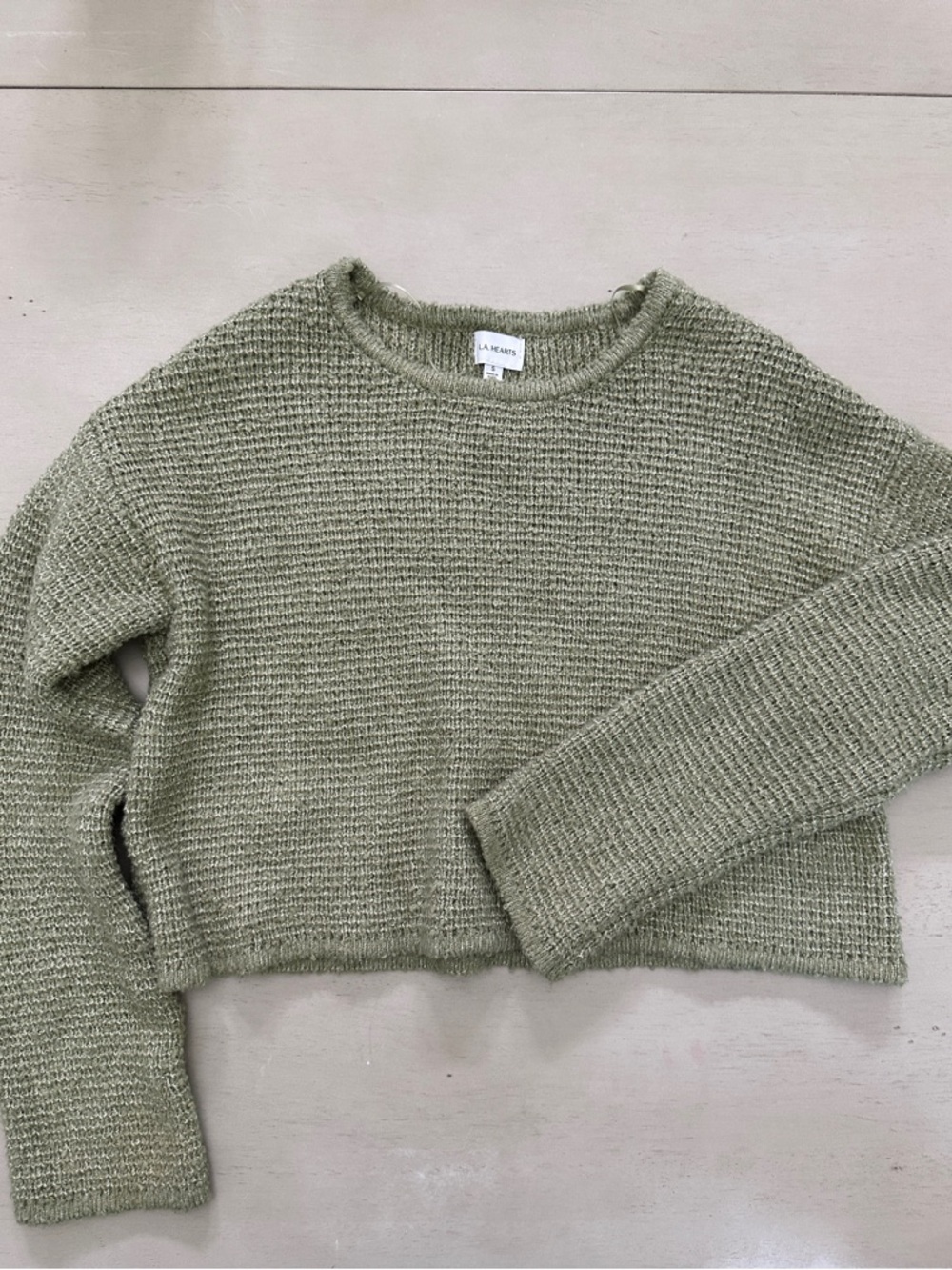 LA Hearts PacSun Sage Green Open Knit Loose Stitch Sweater - small